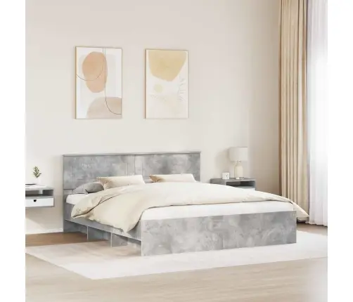 Gultas Rāmis Betona Pelēks 180 X 200 Cm Inženierijas Koks Vidaxl