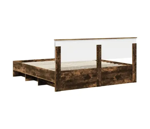 Voodi Raam Peaga Suitsetatud Tamm 180 X 200 Cm Tehispuit