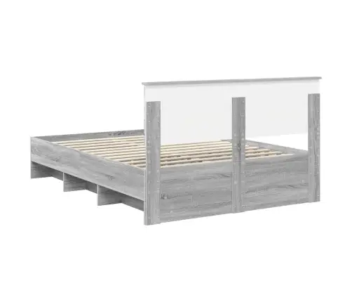 Gultas Rāmis Pelēks Sonoma 150 X 200 Cm Inženierijas Koks Vidaxl