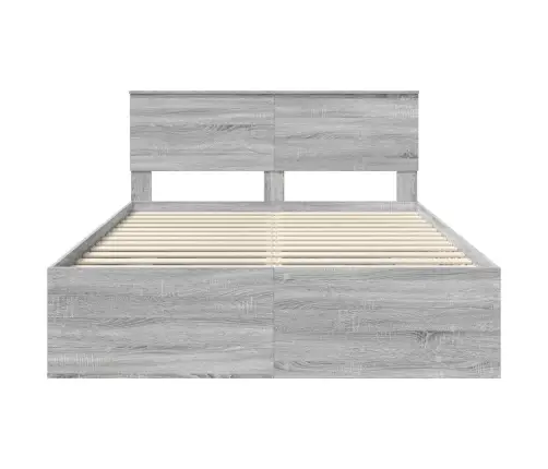 Gultas Rāmis Pelēks Sonoma 150 X 200 Cm Inženierijas Koks Vidaxl