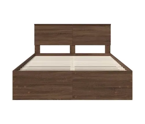 Gultas Rāmis Brūns Ozols 150 X 200 Cm Inženierijas Koks Vidaxl