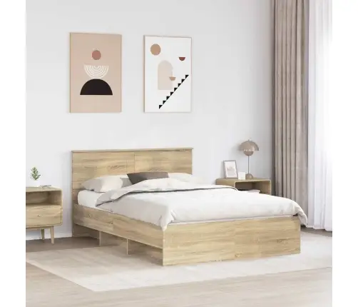 Gultas Rāmis Sonoma Ozols 140 X 200 Cm Inženierijas Koks Vidaxl