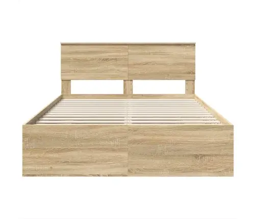 Gultas Rāmis Sonoma Ozols 140 X 200 Cm Inženierijas Koks Vidaxl