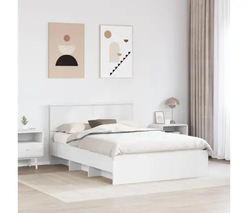 Lovos Rėmas Su Galvūgalio Balta 140 X 200 Cm Apdirbta Mediena