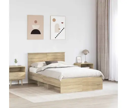 Gultas Rāmis Sonoma Ozols 137 X 203 Cm Inženierijas Koks Vidaxl