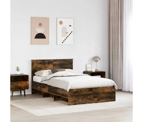 Gultas Rāmis Dūmaka Ozols 137 X 203 Cm Inženierijas Koks Vidaxl