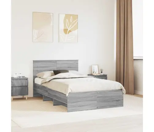 Gultas Rāmis Pelēks Sonoma 137 X 203 Cm Inženierijas Koks Vidaxl