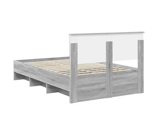 Gultas Rāmis Pelēks Sonoma 120 X 123 Cm Inženierijas Koks Vidaxl