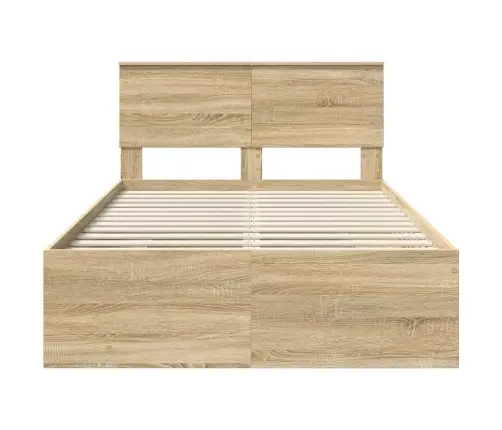 Gultas Rāmis Sonoma Ozols 120 X 123 Cm Inženierijas Koks Vidaxl