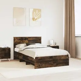 Gultas Rāmis Dūmaka Ozols 120 X 123 Cm Inženierijas Koks Vidaxl