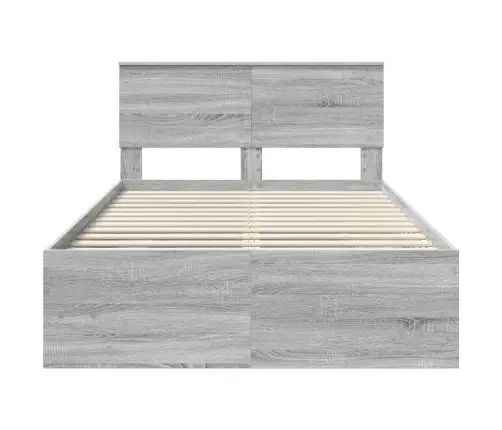 Gultas Rāmis Pelēks Sonoma 120 X 123 Cm Inženierijas Koks Vidaxl