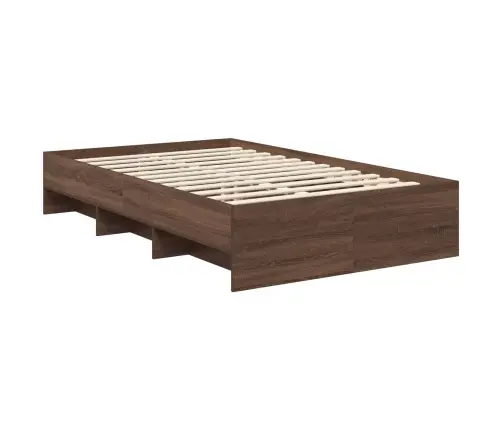 Gultas Rāmis Brūns Ozols 120 X 123 Cm Inženierijas Koks Vidaxl