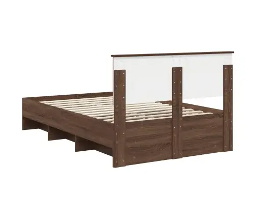 Gultas Rāmis Brūns Ozols 120 X 123 Cm Inženierijas Koks Vidaxl