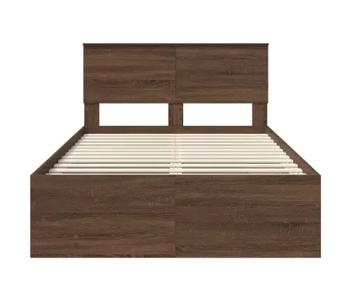 Gultas Rāmis Brūns Ozols 120 X 123 Cm Inženierijas Koks Vidaxl