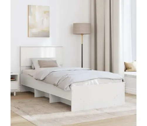 Voodi Raam Peaga Valge 120 X 123 Cm Tehispuit