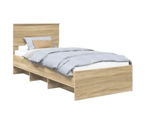 Gultas Rāmis Sonoma Ozols 120 X 123 Cm Inženierijas Koks Vidaxl