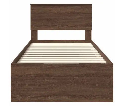 Gultas Rāmis Brūns Ozols 120 X 123 Cm Inženierijas Koks Vidaxl