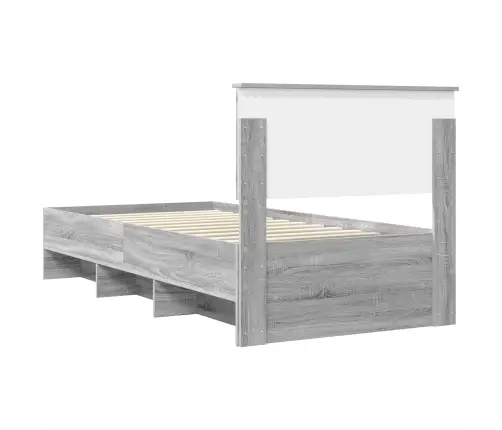 Gultas Rāmis Pelēks Sonoma 90 X 200 Cm Inženierijas Koks Vidaxl