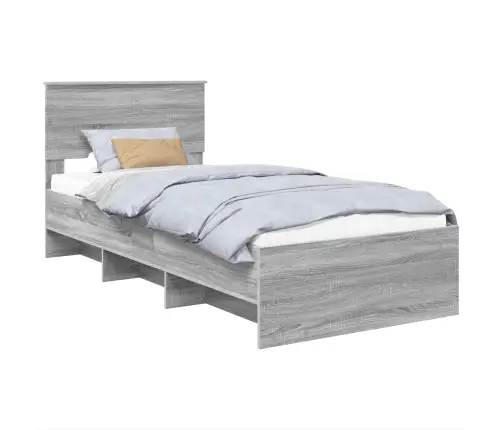 Gultas Rāmis Pelēks Sonoma 90 X 200 Cm Inženierijas Koks Vidaxl