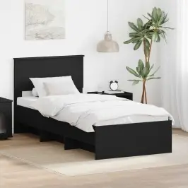 Lovos Rėmas Su Galvūgalio Juoda 90 X 200 Cm Apdirbta Mediena