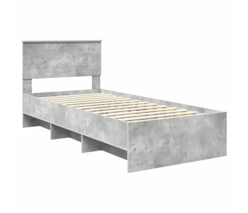 Gultas Rāmis Betona Pelēks 90 X 200 Cm Inženierijas Koks Vidaxl