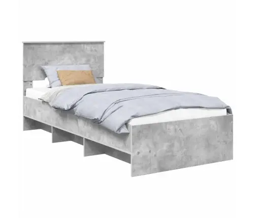 Gultas Rāmis Betona Pelēks 90 X 200 Cm Inženierijas Koks Vidaxl