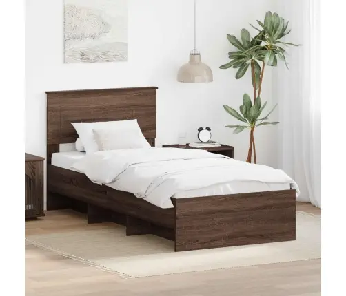 Voodi Raam Peaga Pruun Tamme 90 X 200 Cm Tehispuit