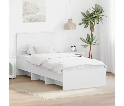 Voodi Raam Peaga Valge 80 X 200 Cm Tehispuit