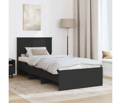 Lovos Rėmas Su Galvūgalio Juoda 80 X 200 Cm Apdirbta Mediena