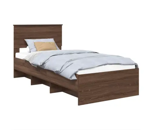 Gultas Rāmis Brūns Ozols 80 X 200 Cm Inženierijas Koks Vidaxl