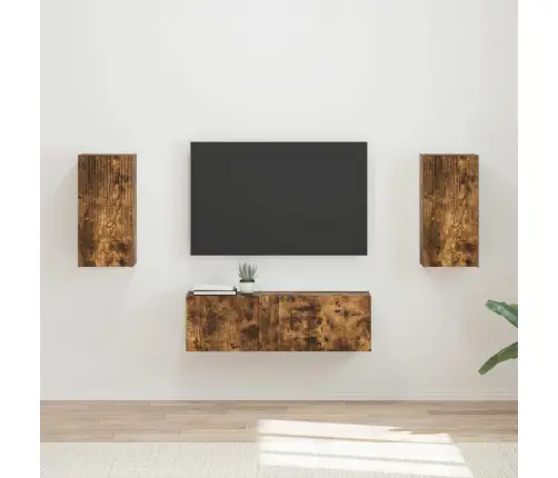 Tv Seinakapikomplekt 4 Pcs Suitsetatud Tamm Tehispuit