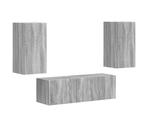 Tv Sieninio Kabineto Komplektas 4 Pcs Pilkas Sonoma