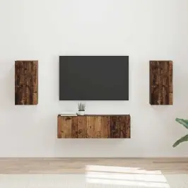 Televizora Sienas Skapja Komplekts 4 Pcs Vecs Koks Vidaxl