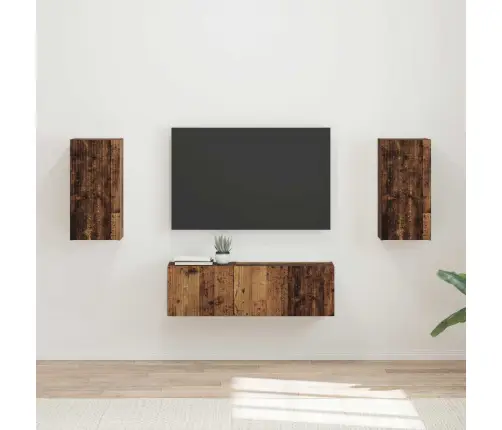 Tv Seinakapikomplekt 4 Pcs Vana Puit Tehispuit