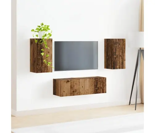 Tv Seinakapikomplekt 4 Pcs Vana Puit Tehispuit