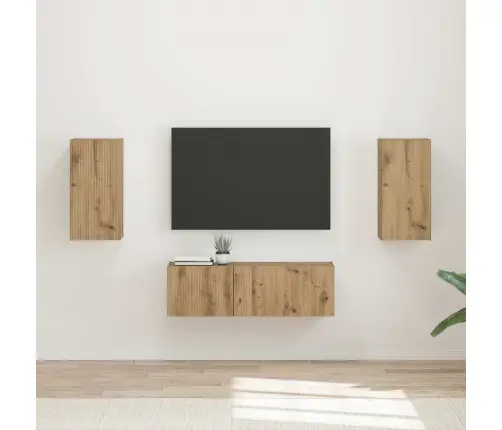 Tv Seinakapikomplekt 4 Pcs Käsitööpuu Tehispuit