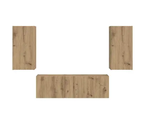 Tv Seinakapikomplekt 4 Pcs Käsitööpuu Tehispuit