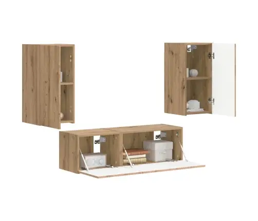 Tv Seinakapikomplekt 4 Pcs Käsitööpuu Tehispuit