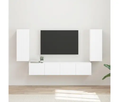 Tv Seinakapikomplekt Seinale Kinnitatav 4 Pcs Valge Tehispuit