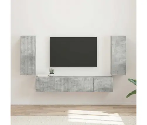 Tv Seinakapikomplekt 4 Pcs Betoonhall Tehispuit