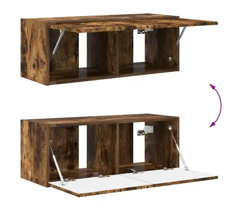 Tv Sieninio Kabineto Komplektas 4 Pcs Rūkyta Ąžuolas