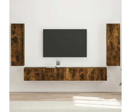 Tvirtinamas Prie Sienos 4 Pcs Rūkyta Ąžuolas