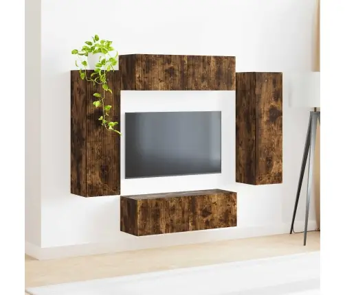 Tvirtinamas Prie Sienos 4 Pcs Rūkyta Ąžuolas