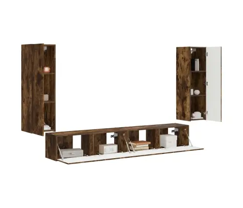 Tvirtinamas Prie Sienos 4 Pcs Rūkyta Ąžuolas