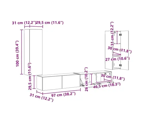 Tvirtinamas Prie Sienos 4 Pcs Rūkyta Ąžuolas
