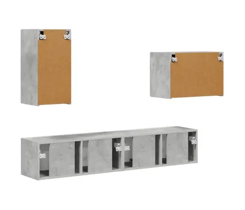 Tv Seinakapikomplekt 4 Pcs Betoonhall Tehispuit