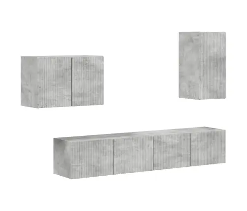 Tv Seinakapikomplekt 4 Pcs Betoonhall Tehispuit