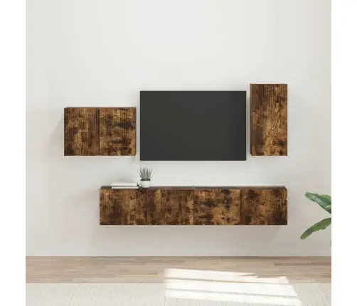 Tv Seinakapikomplekt 4 Pcs Suitsetatud Tamm Tehispuit