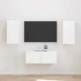 Tv Skapīšu Komplekts 2 Pcs Balts Inženierijas Koks Vidaxl