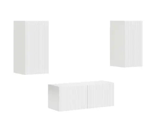 Tv Spintelių Komplektas 2 Pcs Balta Apdirbta Mediena